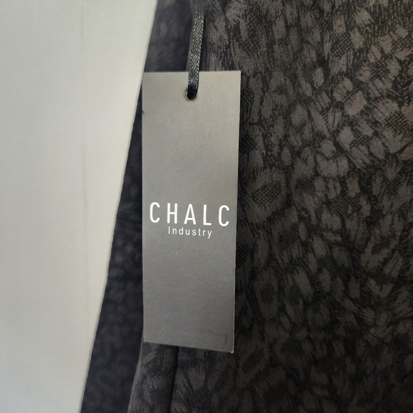 CHALC Black Gray Animal Print Open Front Draped Stretch Blazer Jacket Size XL - Picture 7 of 10